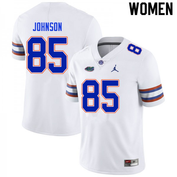 Women #85 Kevin Johnson Florida Gators College Football Jerseys White